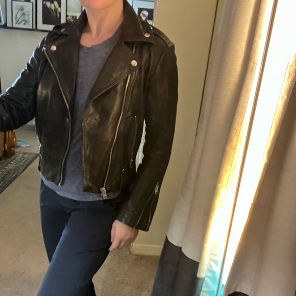 Topshop Jackets & Blazers - Topshop Mona Lambskin Leather Moto Jacket